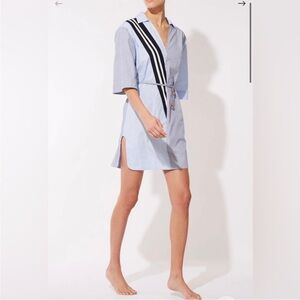 EUC SOLID & STRIPED Penelope mini dress blue tunic small *no belt